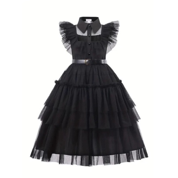 New Deluxe Dress Up Costume for Wednesday Addams Girls Halloween - Picture 5 of 8